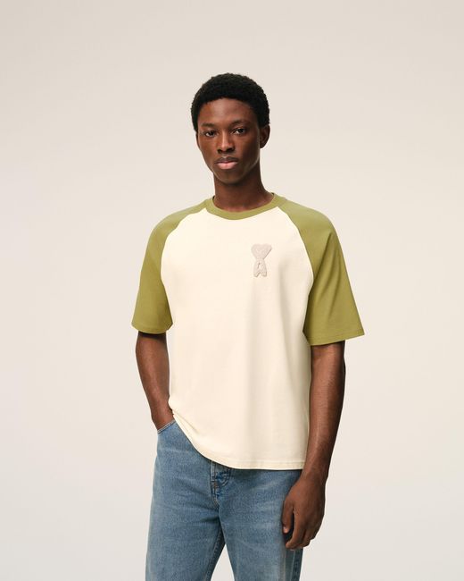 AMI Natural And Cotton Ami De Coeur Knitted Patch T-Shirt