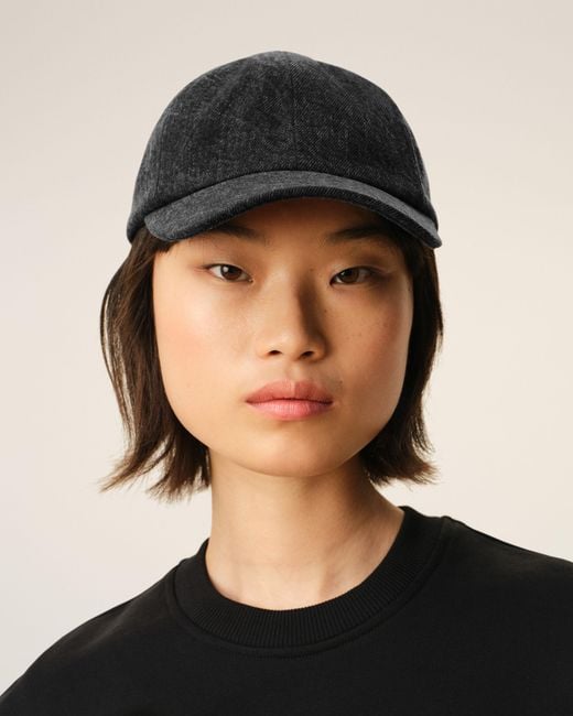 AMI Black Denim Side Patch Cap