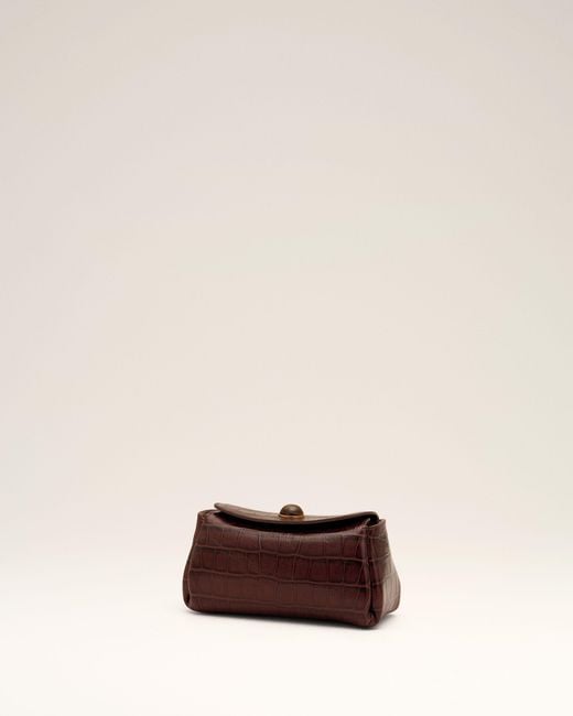 AMI Natural Mini Crocodile Embossed Cow Leather Carrousel Bag