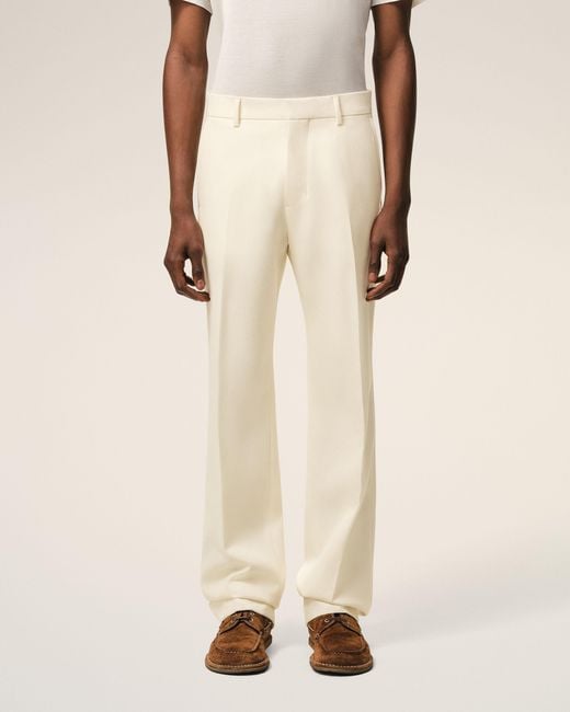 AMI Natural Wool Straight Trousers for men