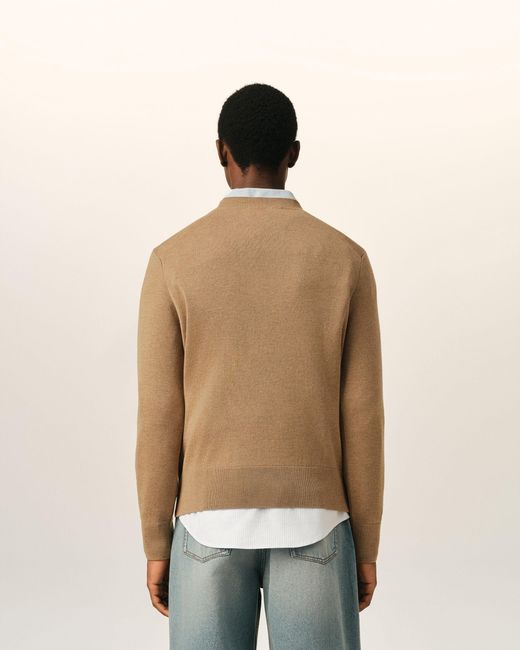 AMI Natural Crewneck Wool Sweater With Ami De Coeur for men