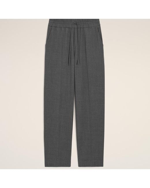 AMI Gray Elasticated-Waist Wool Trousers