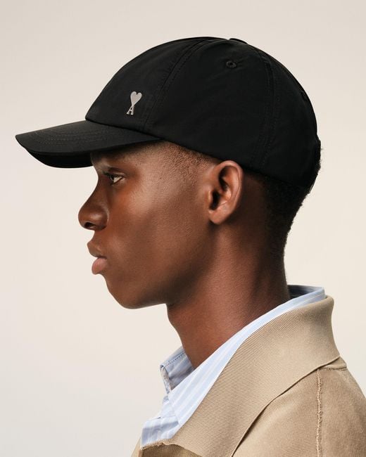 AMI Black Nylon Ami De Coeur Stud Cap