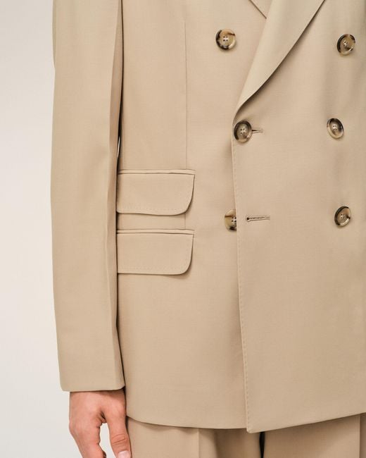 AMI Natural New Wool Double Breasted Straight Jacket for men
