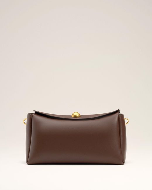 AMI Brown Smooth Leather Carrousel Medium Bag