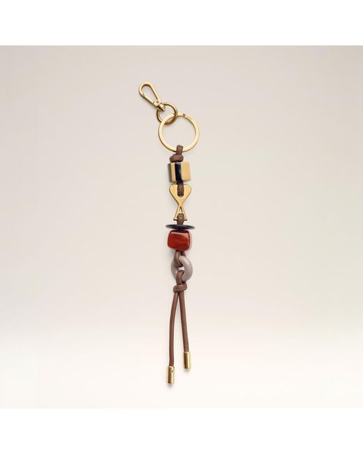 AMI Natural Leather And Metal Ami De Coeur Pearls Keyring