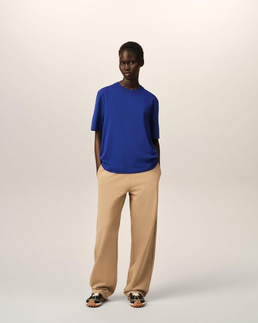AMI Blue Cotton T-Shirt With Embossed Ami De Coeur