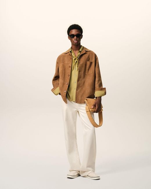 AMI Natural Goat Leather Buttoned Overshirt