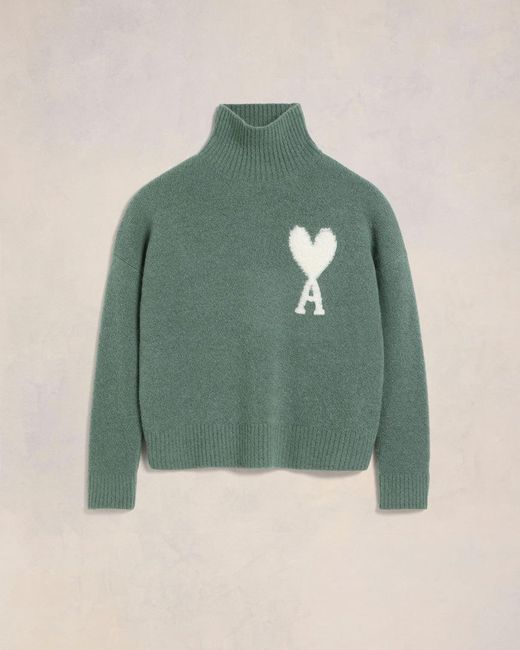Pull Col Cheminee Ami De Coeur Ecru Ami Paris en coloris Vert Lyst