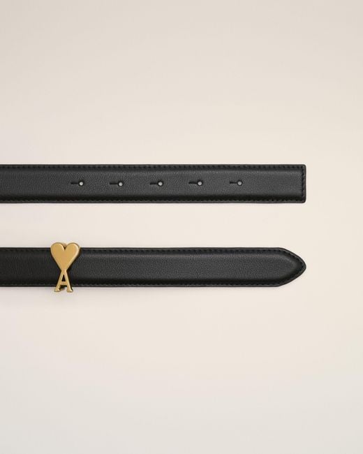 AMI Natural Cowhide Leather Belt 25Mm With Ami De Coeur Buckle