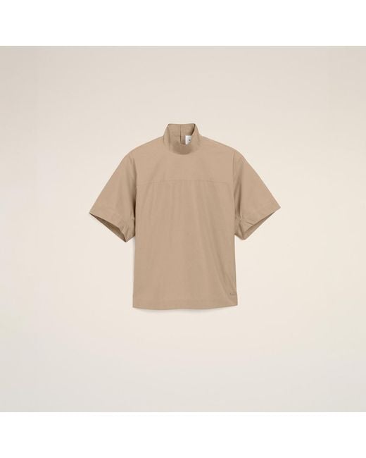AMI Natural Cotton Stand Up Collar Buttoned Top