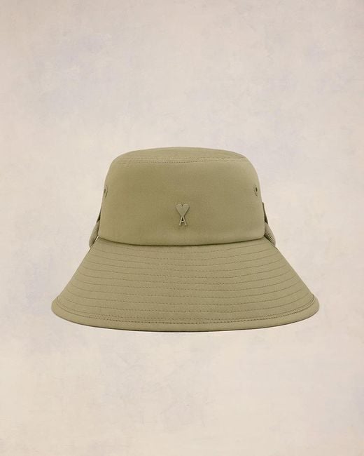 AMI PARIS 'Ami De Coeur' bucket hat 【Unisex】 Black Red Ami De Coeur Embroidery Bucket Hat | AMI PARIS
