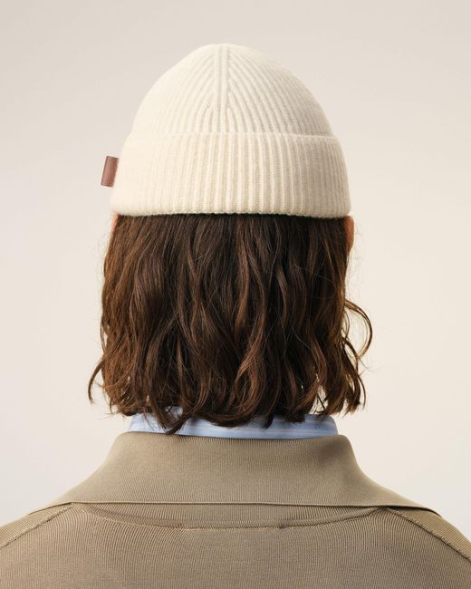AMI Natural Wool Ami Leather Label Beanie