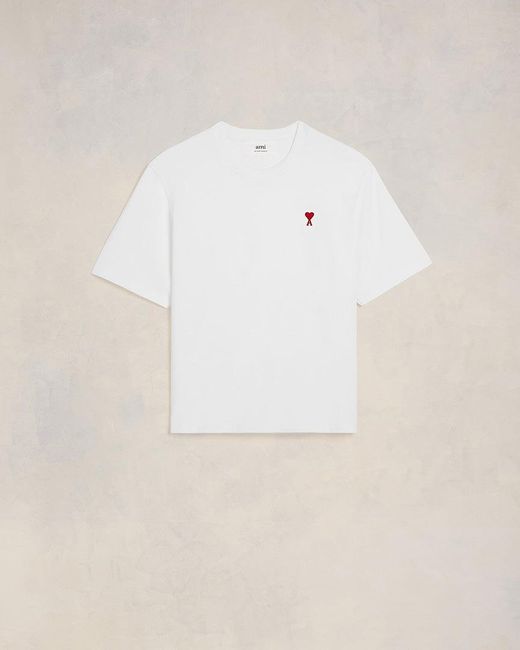 Ami Paris Ami De Coeur Boxy Fit T-Shirt in Natural | Lyst