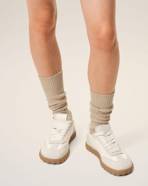 AMI Natural Cowhide Leather Step Sneakers