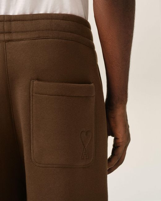 AMI Brown Cotton Track Pants With Embossed Ami De Coeur