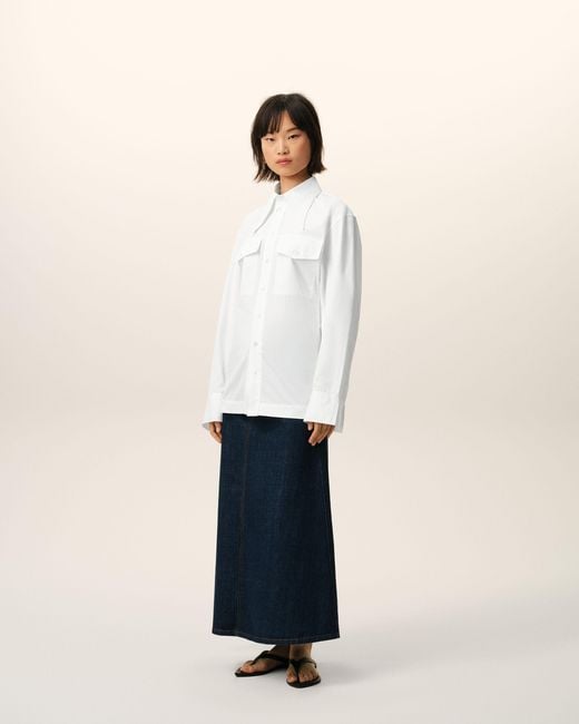 AMI Natural Cotton Sharp Collar Fitted Shirt