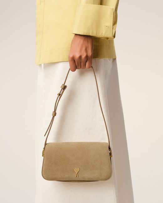 AMI Natural Cow Leather Shoulder Paris Paris Bag