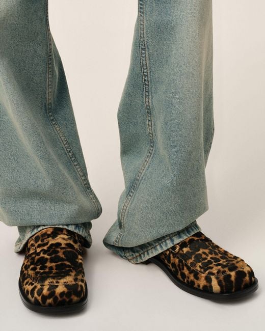 AMI Natural Leopard Print Cowhide Leather Loafers