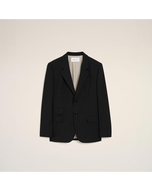 AMI Black New Wool Straight Single Breasted Jacket for men