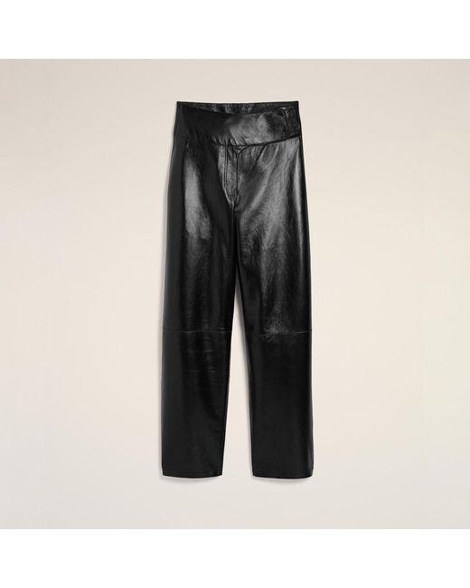 AMI Black Lamb Leather Wrapped Belted Trousers