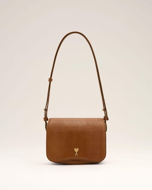 AMI Natural Lizard Embossed Cowhide Leather Paris Paris Bag