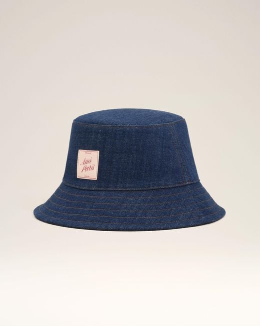 AMI Blue Denim Cotton Heritage Patch Hat