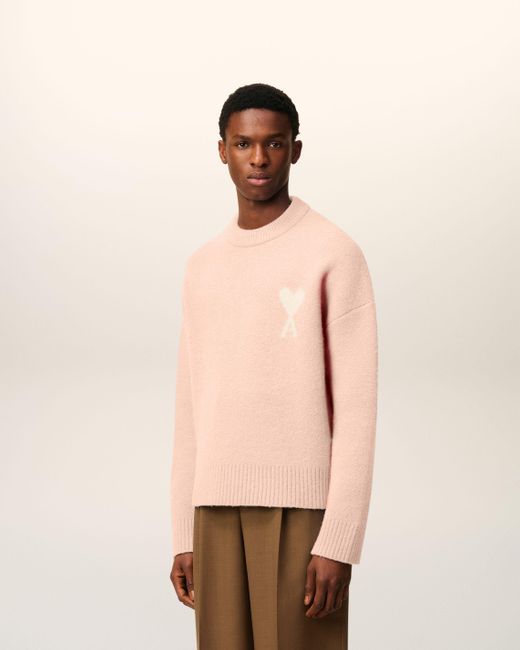 Heart Ami Crew Neck Sweater AMI PARIS Relaxed Fit Alpaca Blend