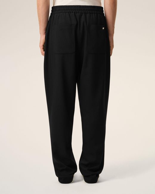 AMI Black New Wool Elasticated Waist Trousers for men
