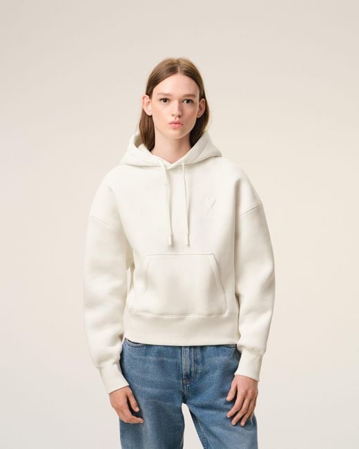 AMI Natural Cotton Embossed Ami De Coeur Hoodie
