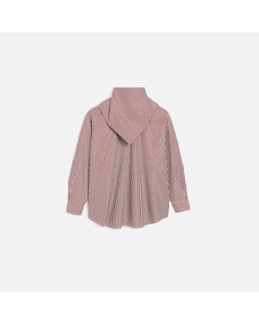 AMI Pink Burgundy Cotton Long Sleeves Striped Bandana Blouse