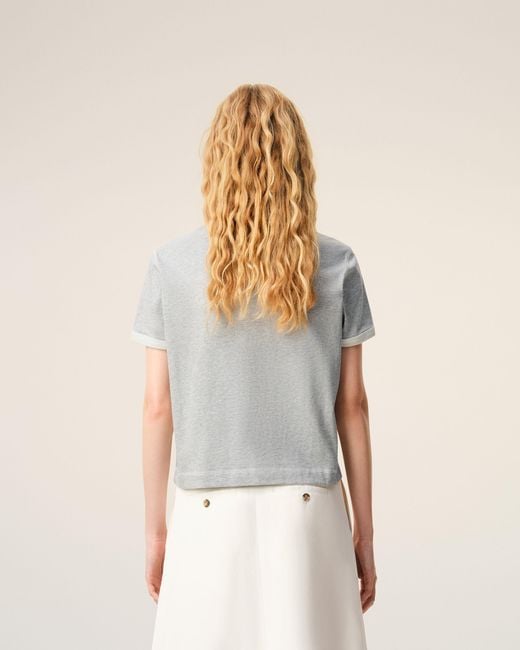 AMI Gray Cotton Knitted Patch T-Shirt