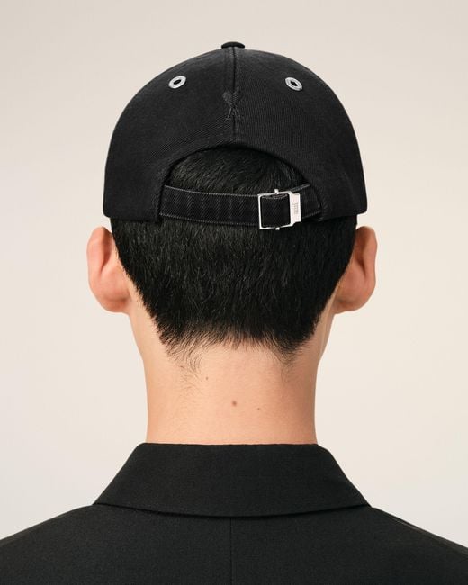 AMI Black Cotton Ami Felt Patch Cap
