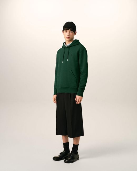 AMI Green Cotton Hoodie With Ami De Coeur for men