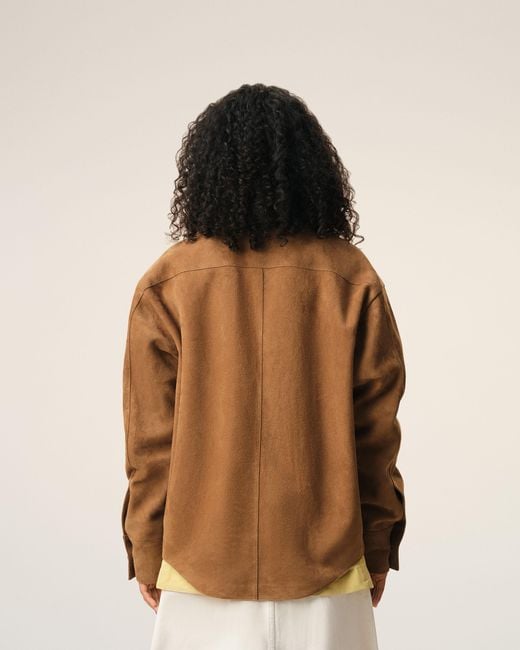 AMI Natural Goat Leather Buttoned Overshirt