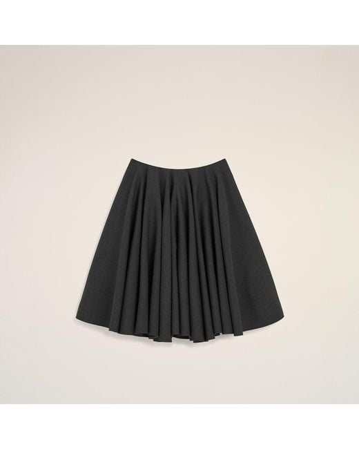 AMI Black Midi Peplum Wool Skirt