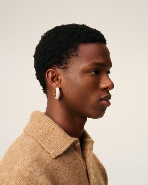 AMI Natural Brass Hammered Lacquered Earrings
