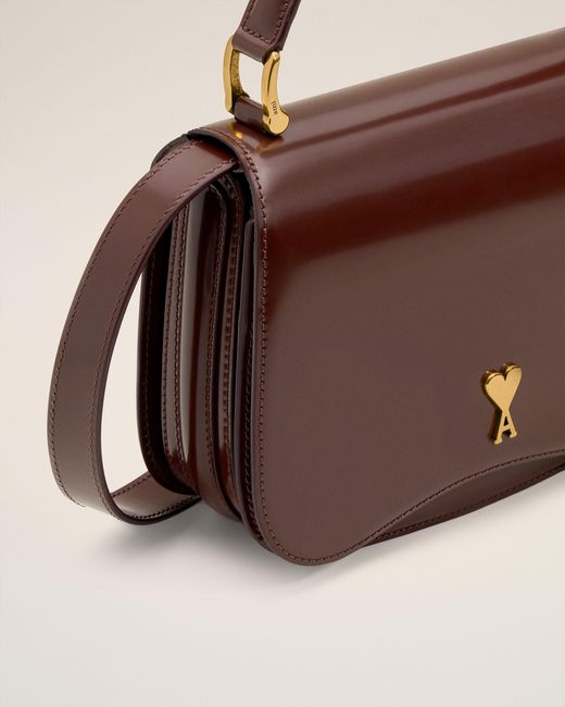 AMI Natural Burgundy Glazed Leather Handle Paris Paris Bag