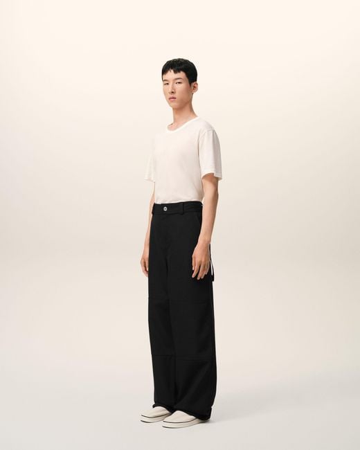AMI Black New Wool Worker Trousers for men