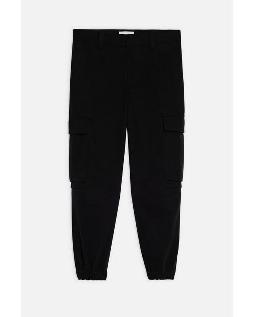 AMI Cotton Cargo Pant With Elasticated Ankles in Black for Men Lyst