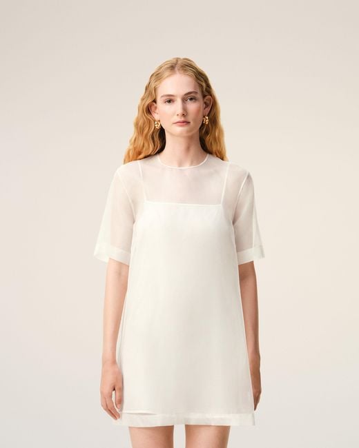 AMI Natural Silk Mini Trapeze Dress