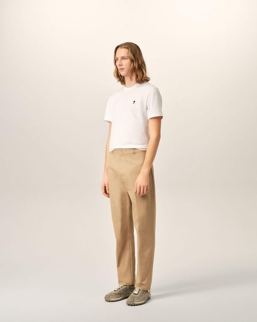 AMI Natural Parisian-Fit Cotton Trousers for men