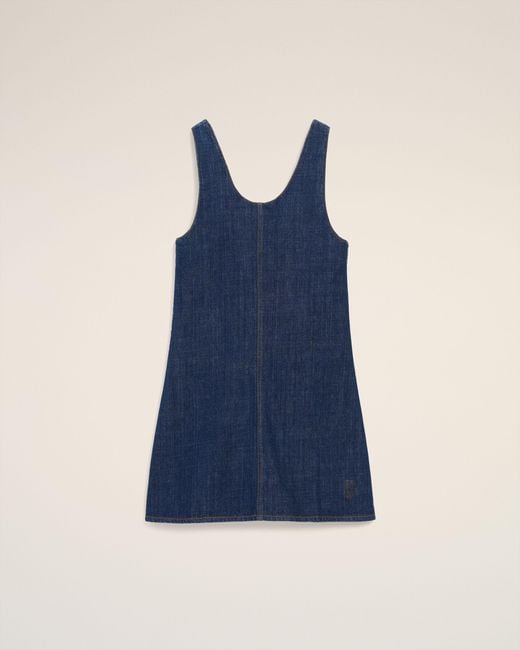 AMI Blue Cotton Short Strapped Dress