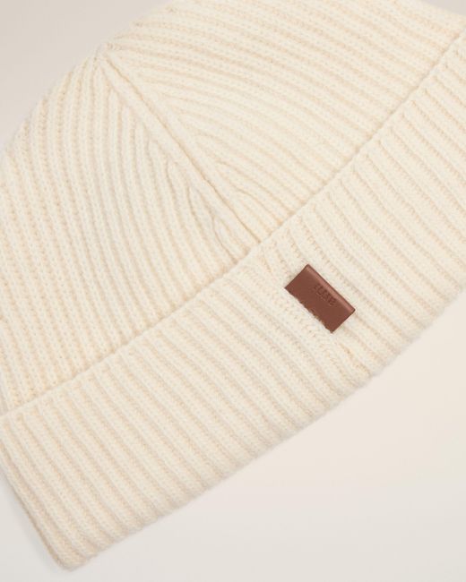 AMI Natural Wool Ami Leather Label Beanie