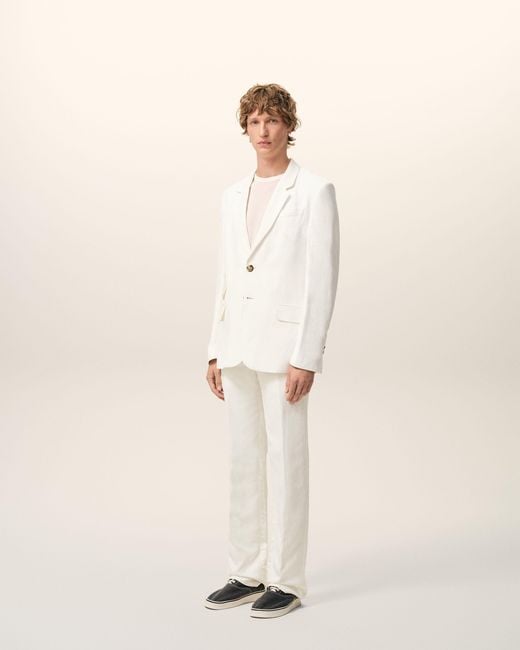 AMI Natural Blended Linen Single Breasted Straight Jacket for men