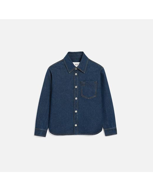 AMI Blue Cotton Ami De Coeur Overshirt