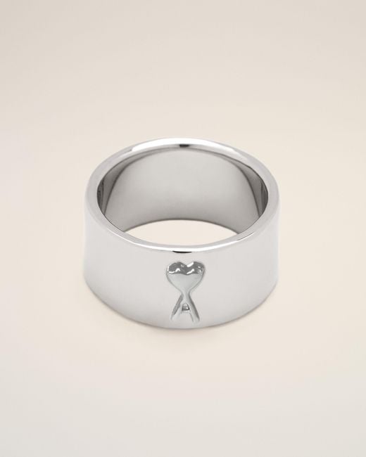 AMI Natural Brass Ring With Hammered Ami De Coeur