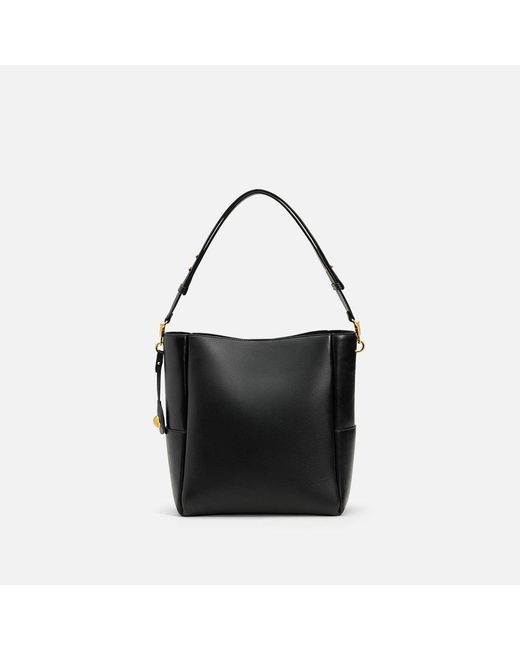 AMI Black Smooth Leather Carrousel Bucket Bag