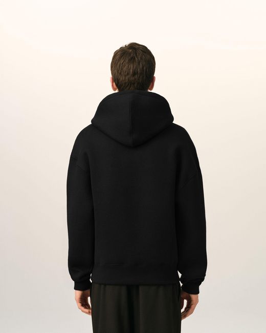 AMI Black Cotton Hoodie With Embossed Ami De Coeur