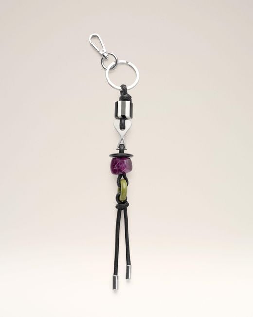AMI Natural Leather And Metal Ami De Coeur Pearls Keyring